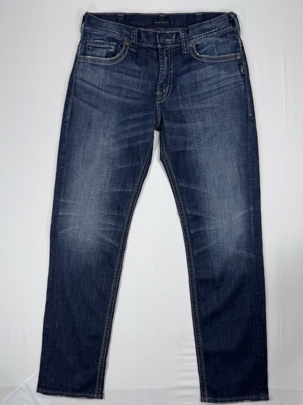 Silver Jeans Mens 32x34 Tall Blue Hunter Athletic Fit Tapered Dark Wash Denim
